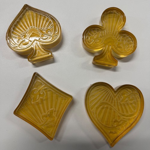 Amber resin playing card suits - resin,