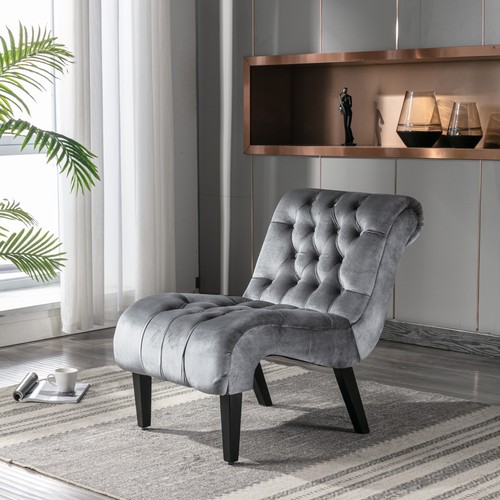 Modern velvet armless accent - armless,
