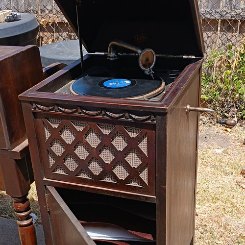 Vintage wood cabinet record - vintage,