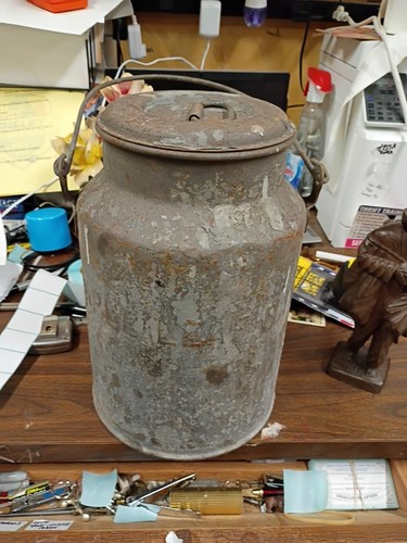 Vtg metal milk can lid - milk,