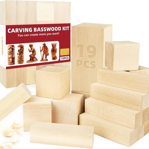 Basswood carving blocks - carving, 19pcs