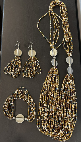 Ethnic seed bead necklace - seed, 28"
