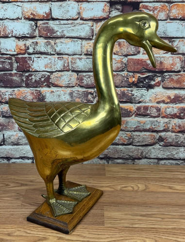 Vintage brass goose large - brass, 16