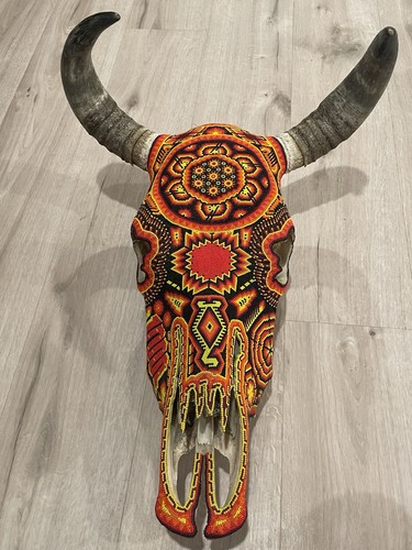 Huichol bull sculpture - huichol,