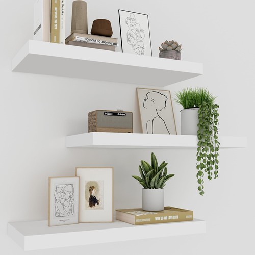 White floating shelves - white,