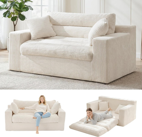 Beige convertible sofa - sofa, bed