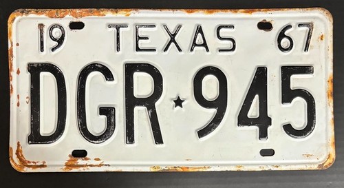Texas 1967 license plate - license,