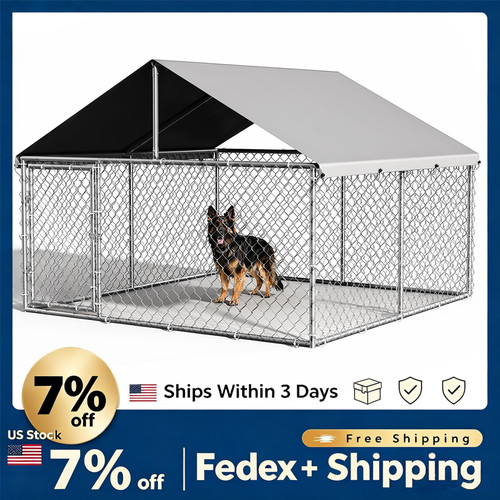 Large dog kennel outdoor with - large,