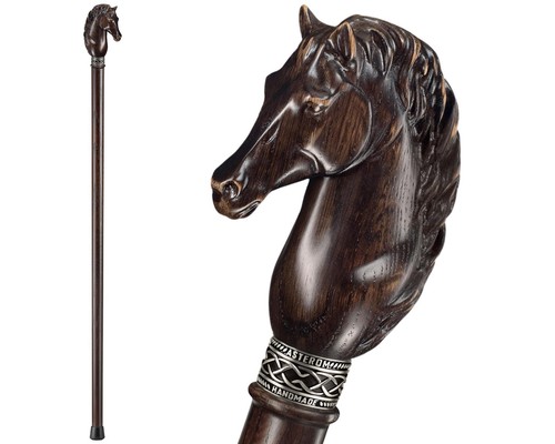 Carved horse walking cane - horse,