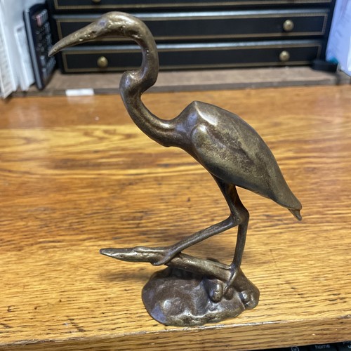 Nelles bronze crane sculpture - nelles,