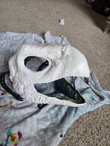 Painted white bird dino - painted,