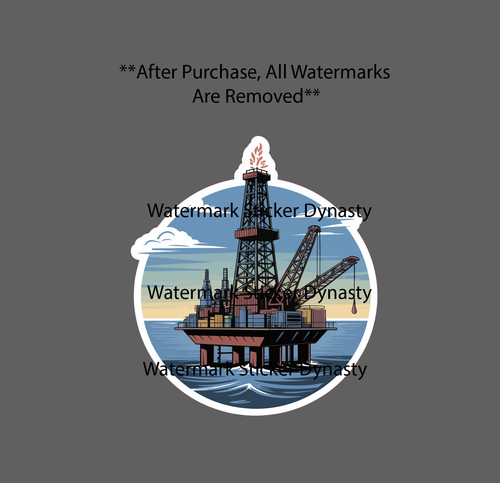 Offshore oil rig - rig, sticker