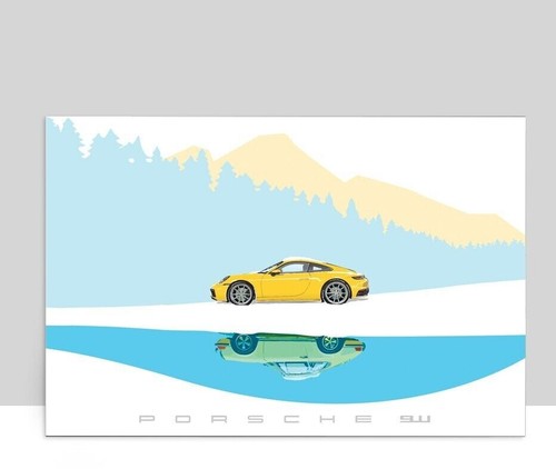 Yellow porsche 992 with - 992, 70's