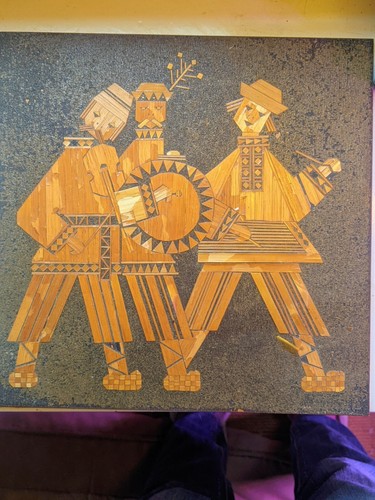 Vintage marquetry inlaid wood - inlaid,