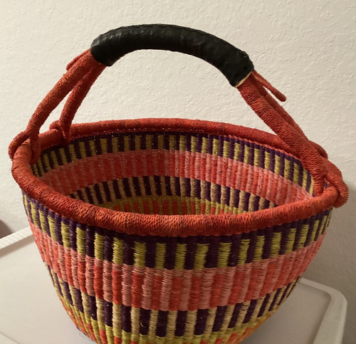 Large bolga woven basket with - bolga,