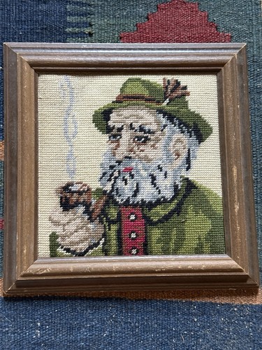 Vtg handmade needlepoint old - needlepoint,