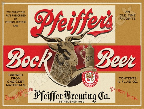 Pfeiffer bock beer label - label, 9"