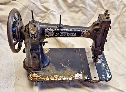 Antique white sewing machine - white,