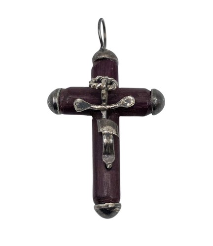 Antique silver wood - silver, cross
