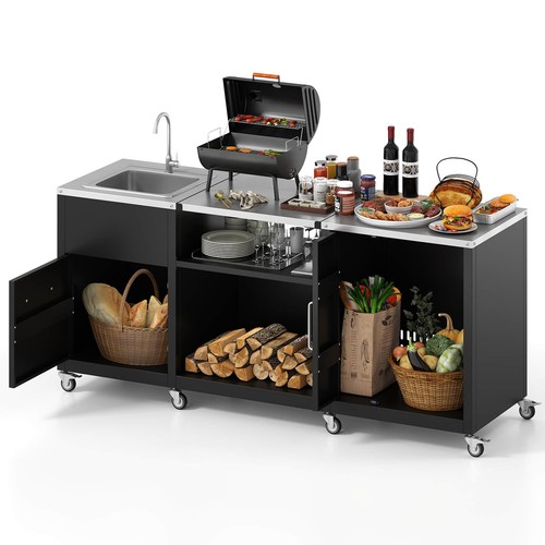 Outdoor grill table with - outdoor,