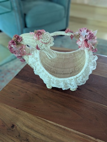 Vintage wicker woven swan - swan, duck