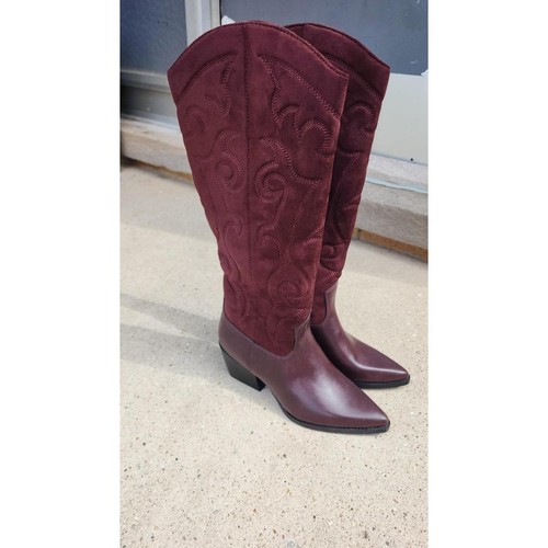 Burgundy western cowboy knee - cowboy,