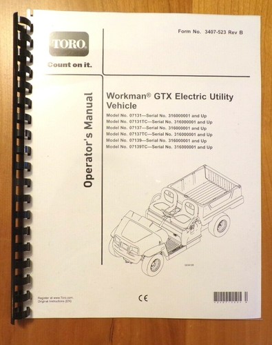 Toro workman owner manual - toro,