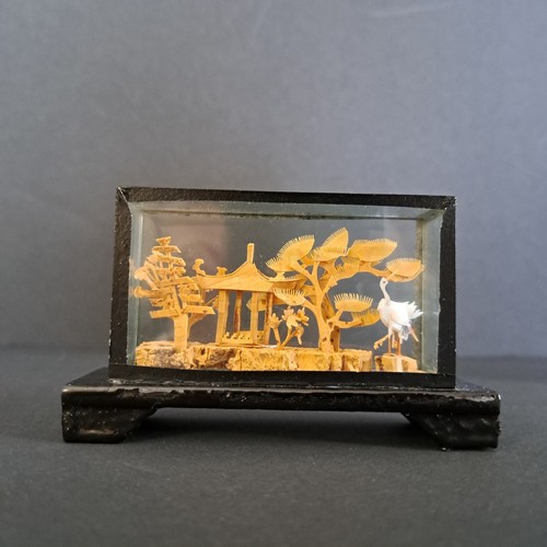 Carved chinese cork - chinese, diorama