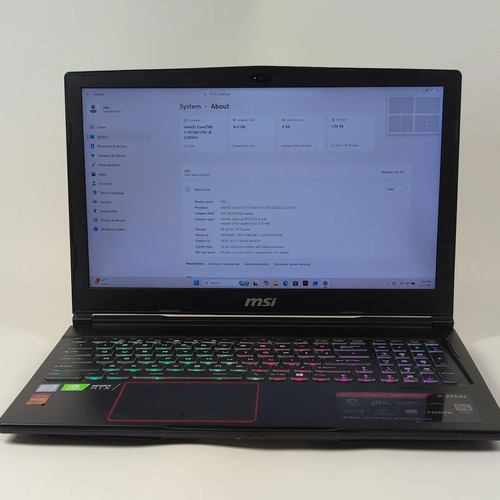 Msi raider ge63 16gb - raider, 1t