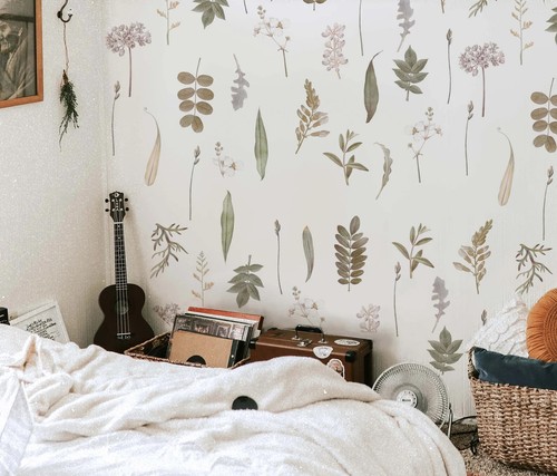 Vintage wild flowers wall - vintage,