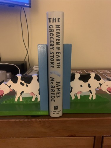 Farm cow books ends blue - farm,