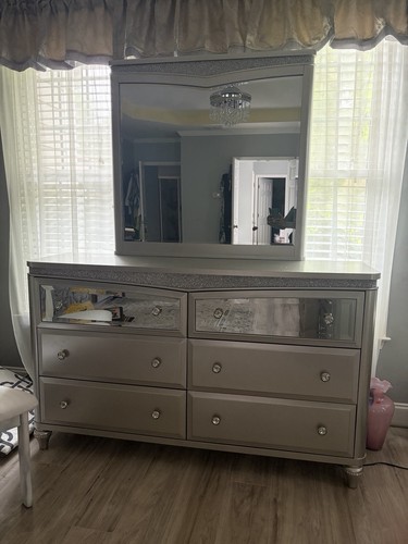 Glam mirrored bedroom set - mirrored,