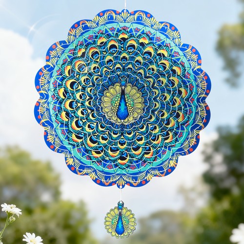 Elegant peacock wind spinner - elegant,