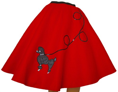 Red felt poodle - felt, skirt