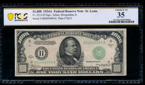 1934a 1000 saint louis - $1000, one