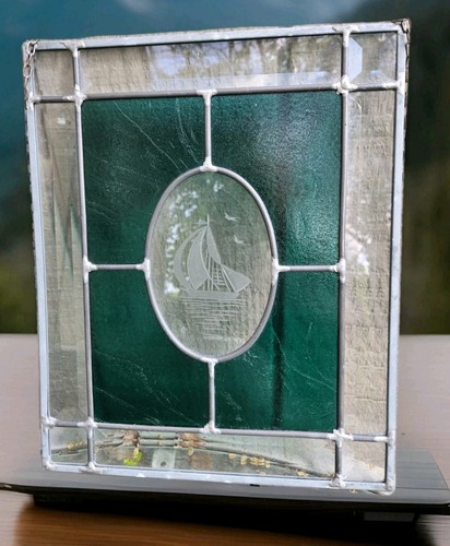 Mcm stained leaded bevel art - stained,