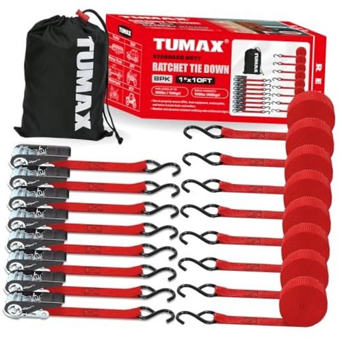 Ratchet straps pack 10ft - straps, 8-pack: