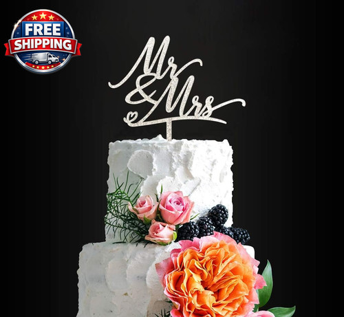 Mrs cake topper - cake, silver