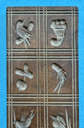 Hand carved wood cookie press - carved,