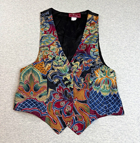Vtg 90s brocade floral vest - 90s,