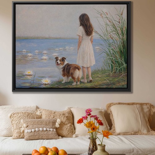 Framed auggie dog oil - framed,