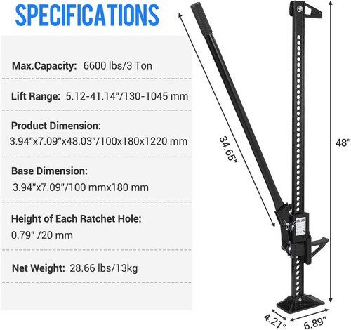 Heavy duty farm jack 3 - 3, ton