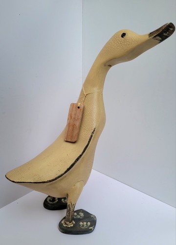 Handcrafted wood duck - 12"h, tan