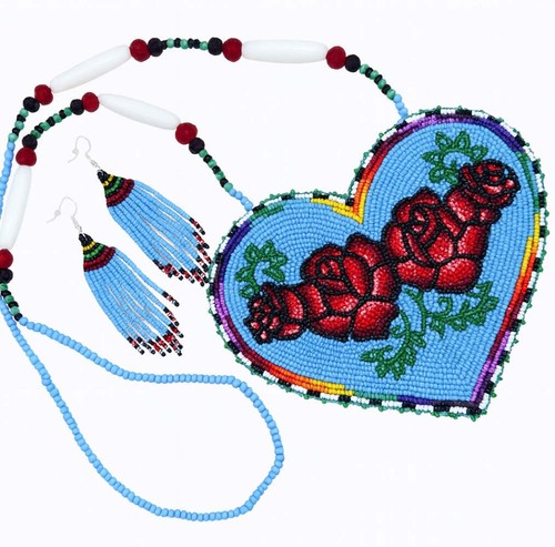 Handmade blue heart - shape, rose