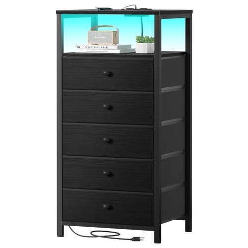 Black dresser with - dresser, 5