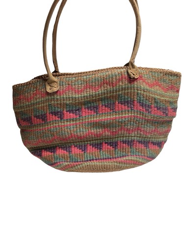 Vintage sisal tote basket - sisal,