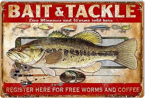 Vintage metal wall sign - sign, bass
