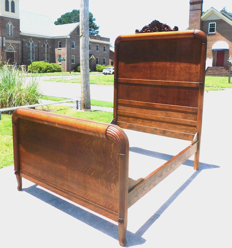 High back tiger oak bed - oak,