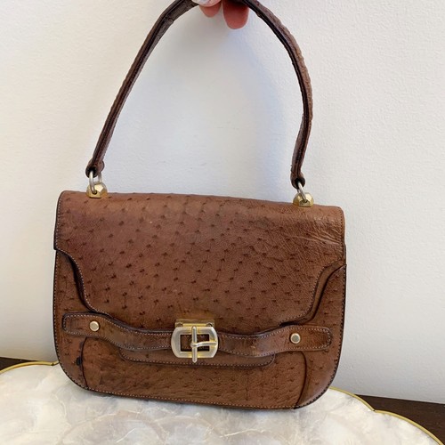 Vintage brown ostrich leather - vintage,