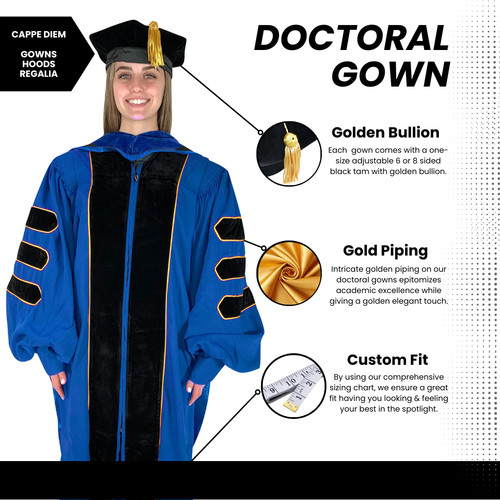 Blue doctoral gown gold - blue,